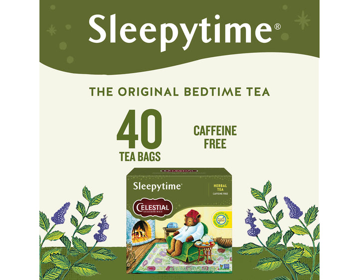 Sleepytime Herbal Tea, 40 ct; Sleepytime®
THE ORIGINAL BEDTIME 
40  Tea bags
CAFFEINE FREE