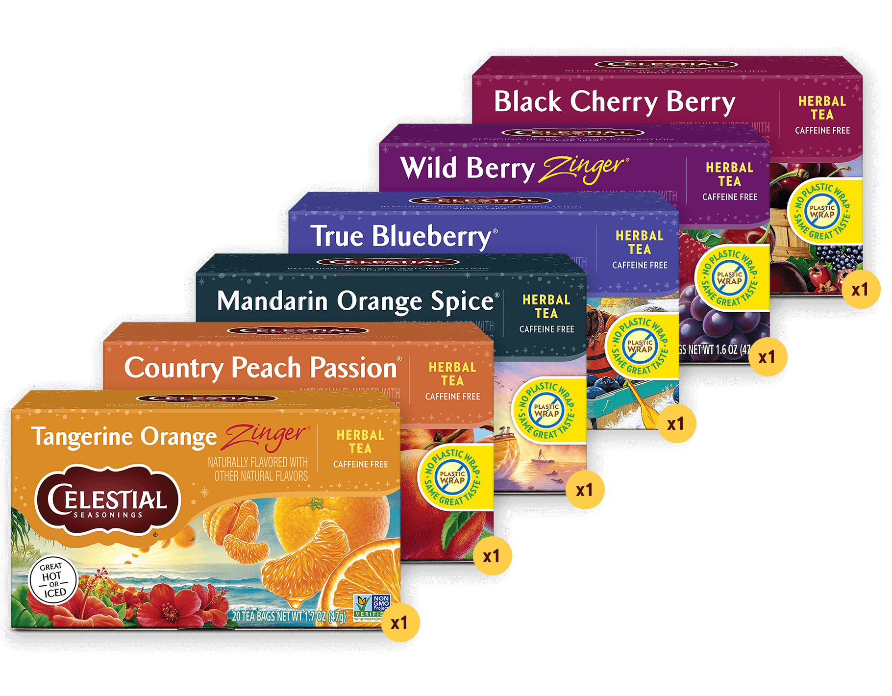Fruity Favorites Tea Sampler | 6-Pack Herbal Tea Variety Fruity Favorites Tea Sampler | 6-Pack Herbal Tea Variety