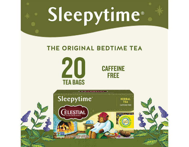 Sleepytime Herbal Tea, 20 ct;Sleepytime®
THE ORIGINAL BEDTIME TEA
20 TEA BAGS
CAFFEINE FREE