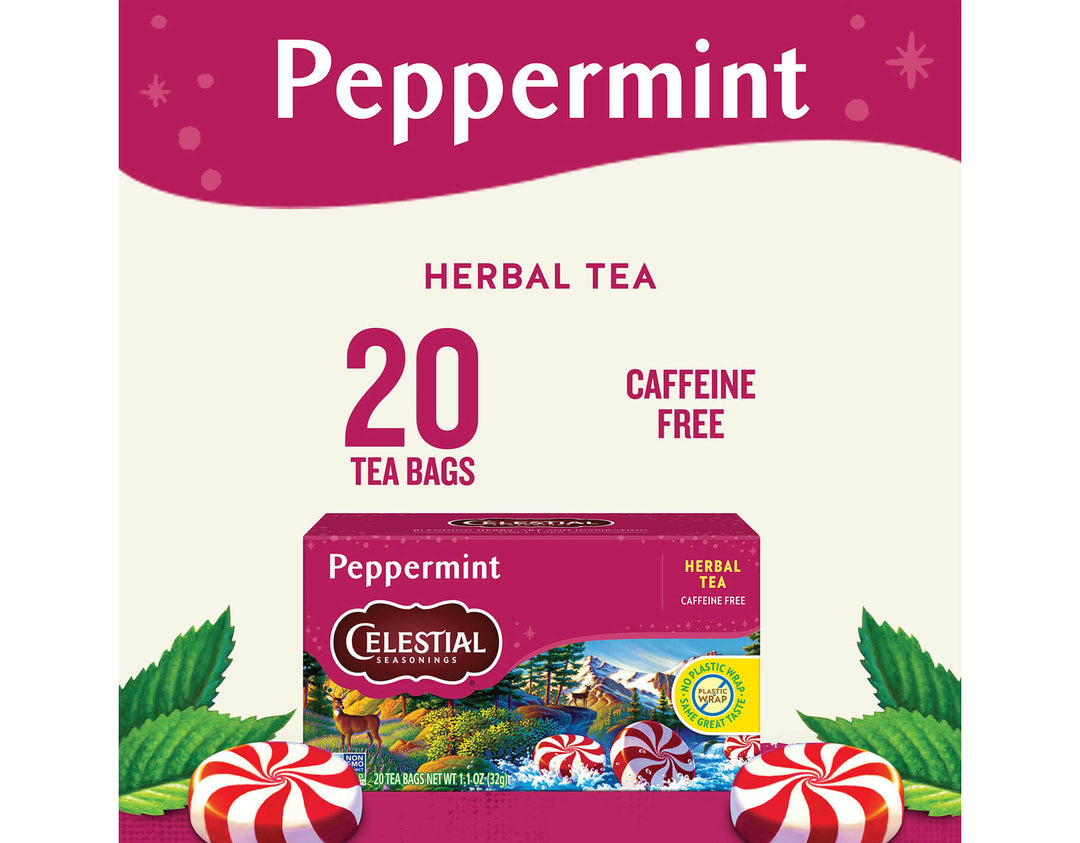 Peppermint Herbal Tea, 20 ct; Peppermint
HERBAL TEA
20 TEA BAGS
CAFFEINE FREE
