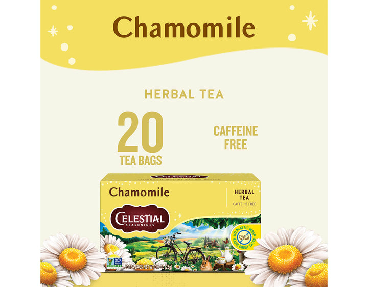 Chamomile Herbal Tea, 20 ct; Chamomile
HERBAL TEA
20
TEA BAGS
CAFFEINE
FREE