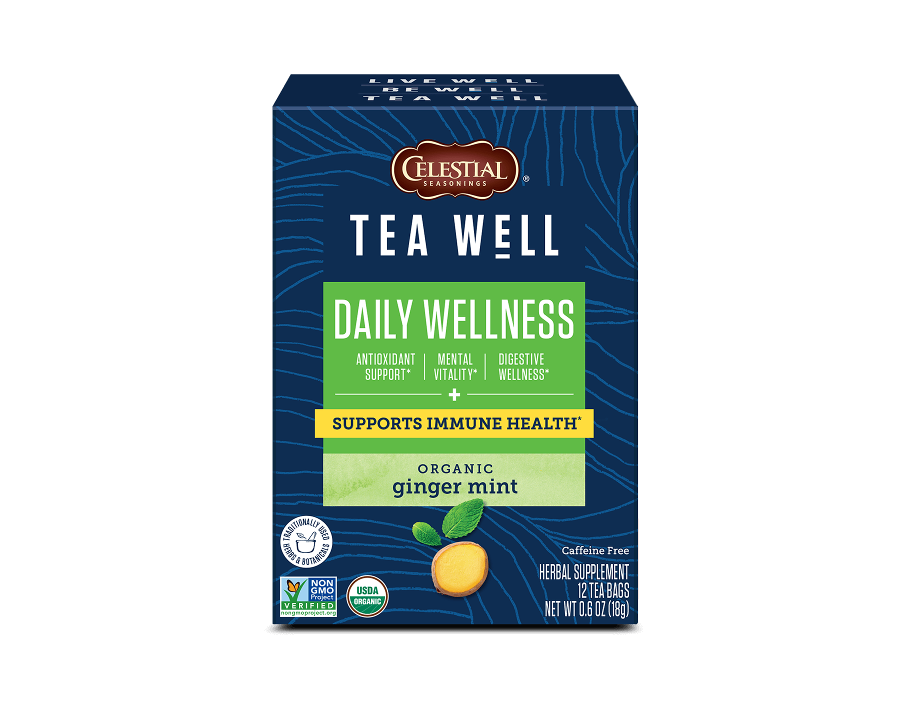 TeaWell Organic Ginger Mint Wellness Tea