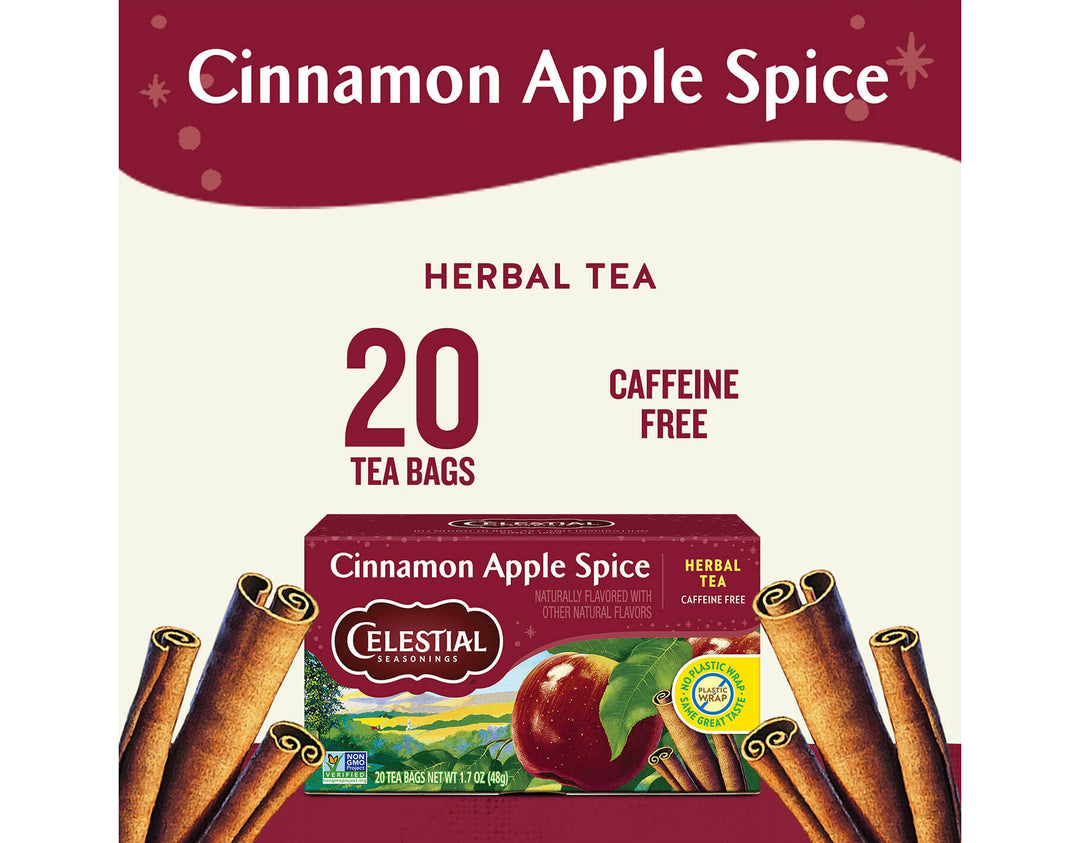 Cinnamon Apple Spice Herbal Tea; Cinnamon Apple Spice *
HERBAL TEA
20 TEA BAGS
CAFFEINE FREE