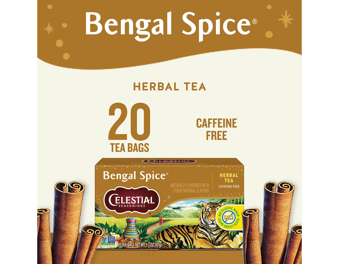 Bengal Spice Herbal Tea;Bengal Spice®
HERBAL TEA
20 TEA BAGS
CAFFEINE FREE