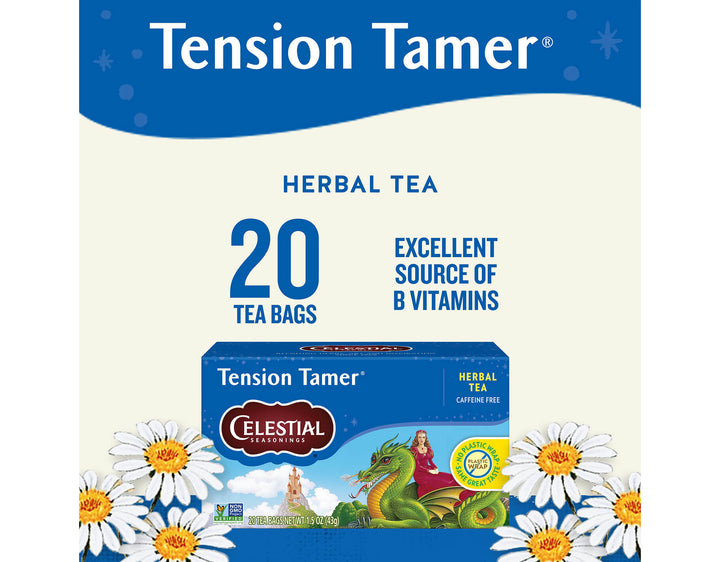 Tension Tamer Herbal Tea; Tension Tamer®
HERBAL TEA
20 TEA BAGS
EXCELLENT SOURCE OF B VITAMINS