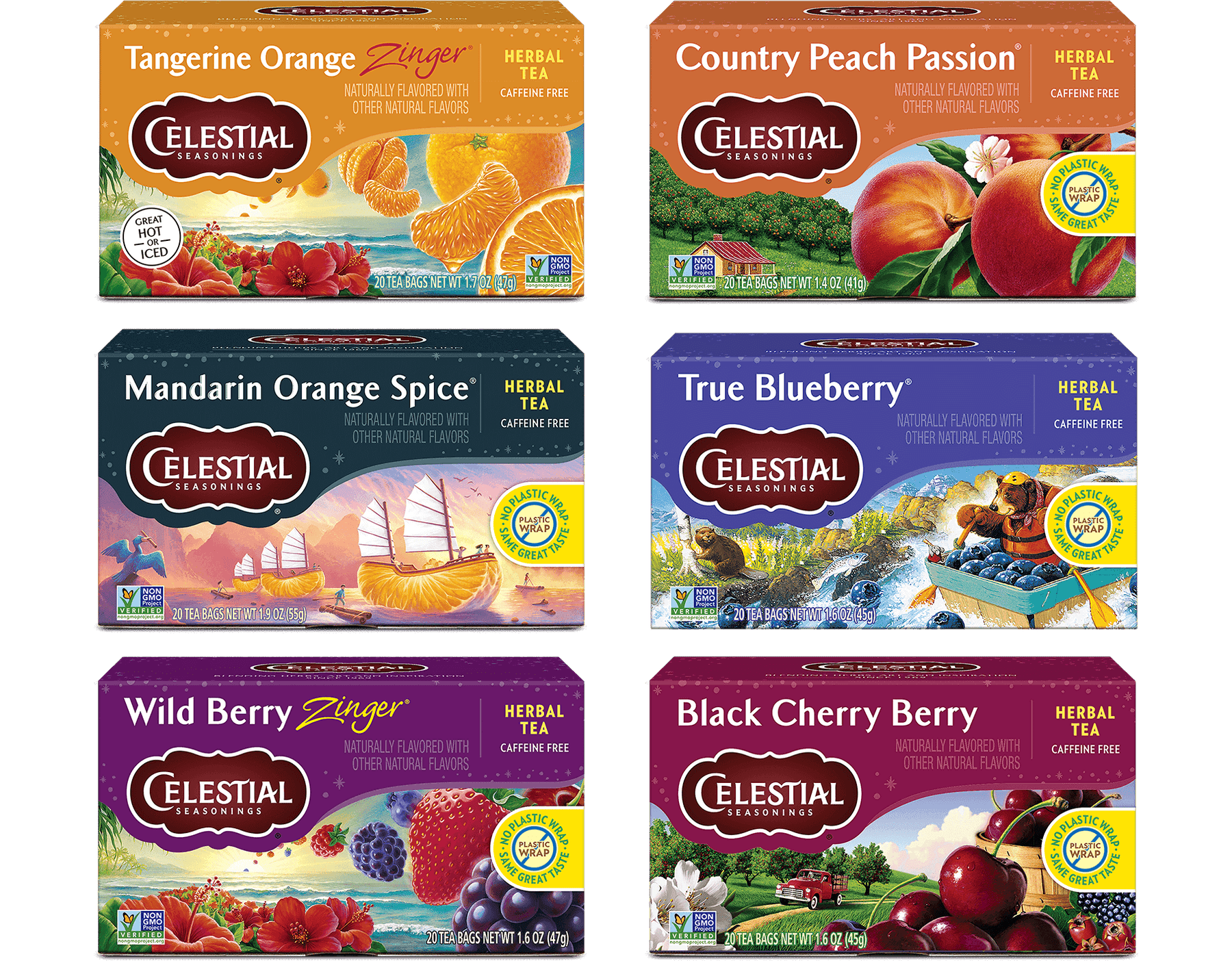 Fruity Favorites Tea Sampler | 6-Pack Herbal Tea Variety Fruity Favorites Tea Sampler | 6-Pack Herbal Tea Variety
