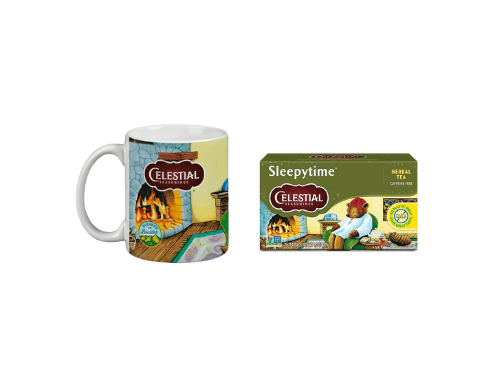 Celestial Seasonings Sleepytime herbal tea set with mug called Sleepytime Herbal Tea & Mug Bundle