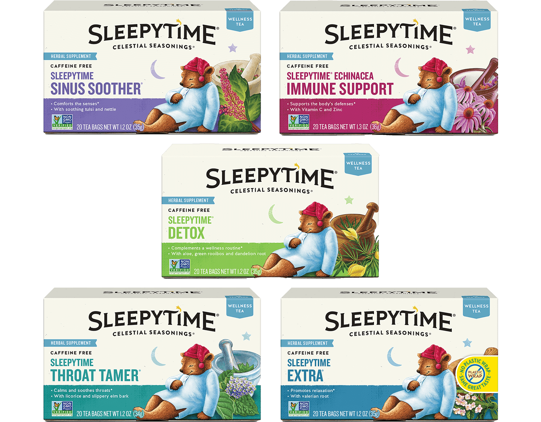 Sleepytime Wellness Tea 16-Pack | Bedtime Tea Assortment Sampler ...